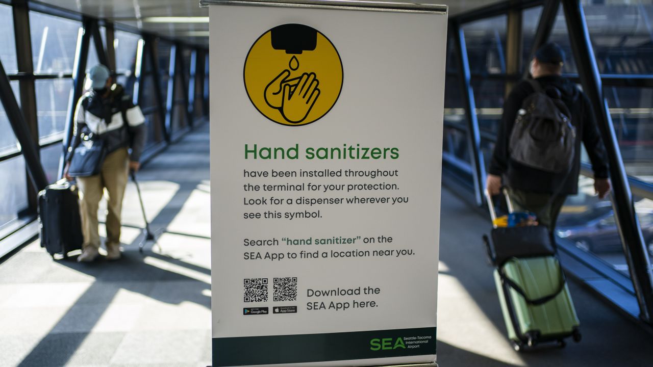 Seattle-Tacoma Airport has installed informative signs and hand sanitizer stations.
