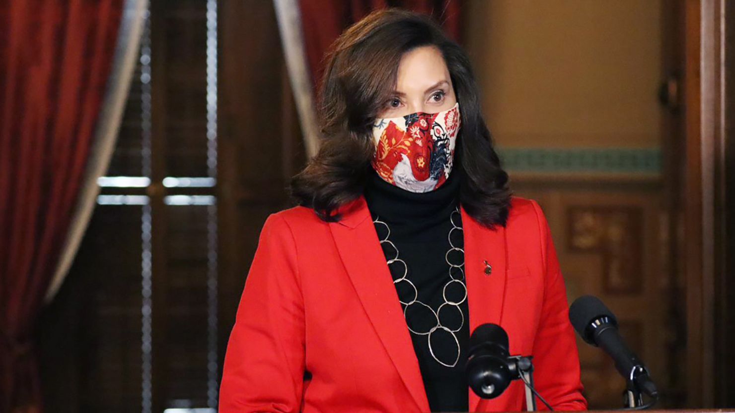 Michigan Gov. Gretchen Whitmer discusses the Covid-19 pandemic in Lansing on December 15, 2020.