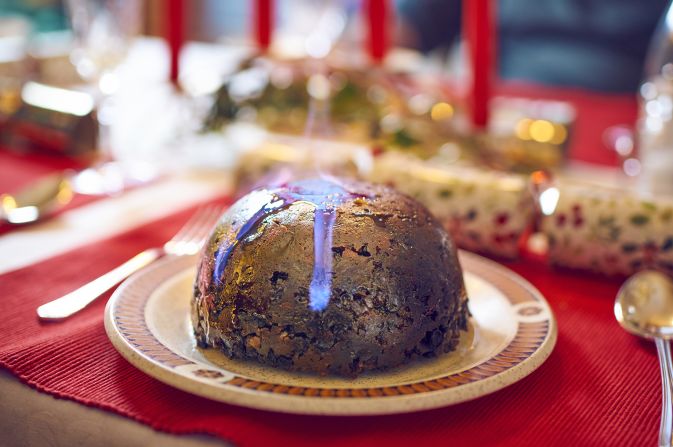 <strong>England: </strong>Christmas pudding -- a dense cake sometimes served flaming with brandy -- is a holiday tradition in England.