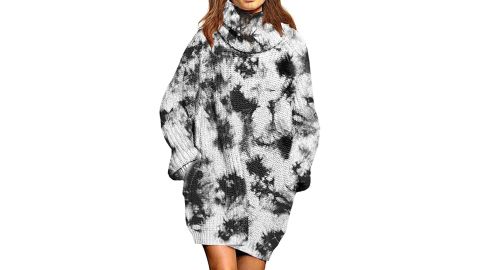 Pink Queen Loose Turtleneck Oversize Sweater Dress