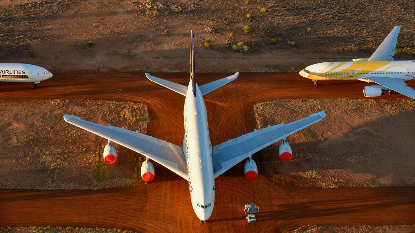 <strong>Sleeping beauties:</strong> The Covid pandemic has brought global aviation almost to a standstill, which means many airplanes have been taken out of service and stored in arid climates, like the Australian outback.
