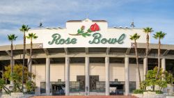 PASADENA, CA/USA - JANUARY 7, 2018: Rose Bowl stadium and logo. The Rose Bowl is a United States outdoor athletic stadium.