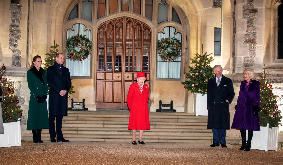 The Queen and members of the royal family gave thanks to local volunteers and key workers for their work in helping others during the coronavirus pandemic and over Christmas at Windsor Castle on December 8. 