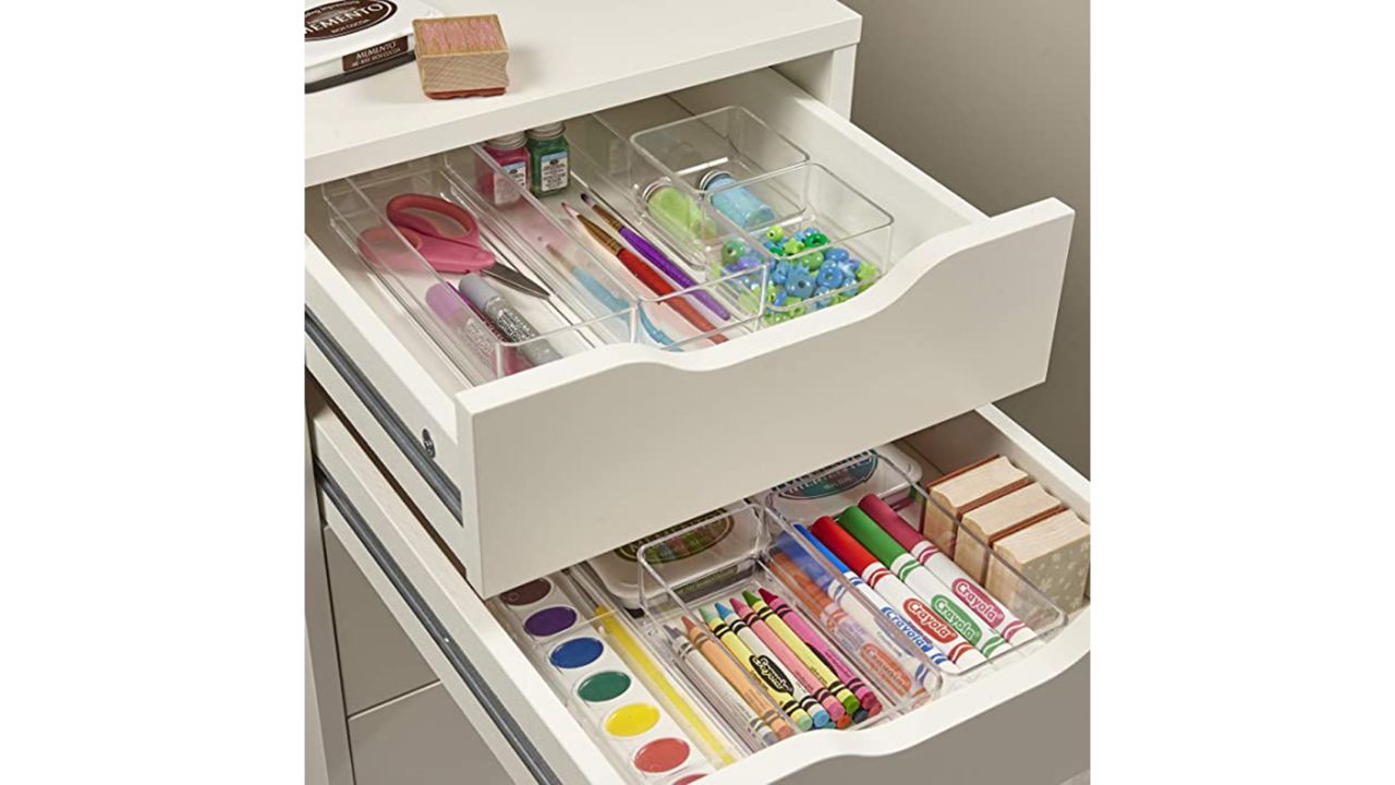Stori Clear Plastic Vanity and Desk Drawer Organizers, 6-Piece Set
