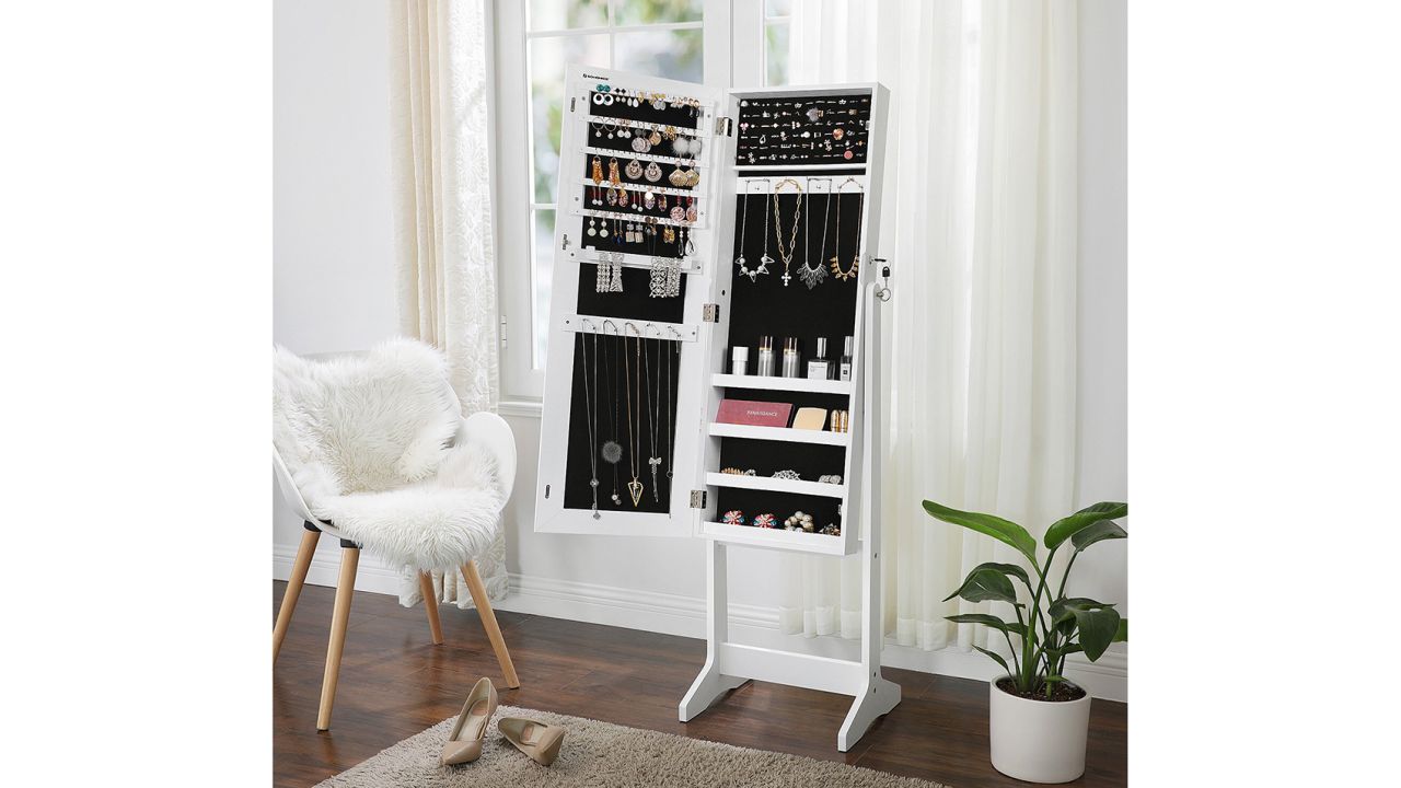 Ebern Designs Aganlane Freestanding Jewelry Armoire With Mirror