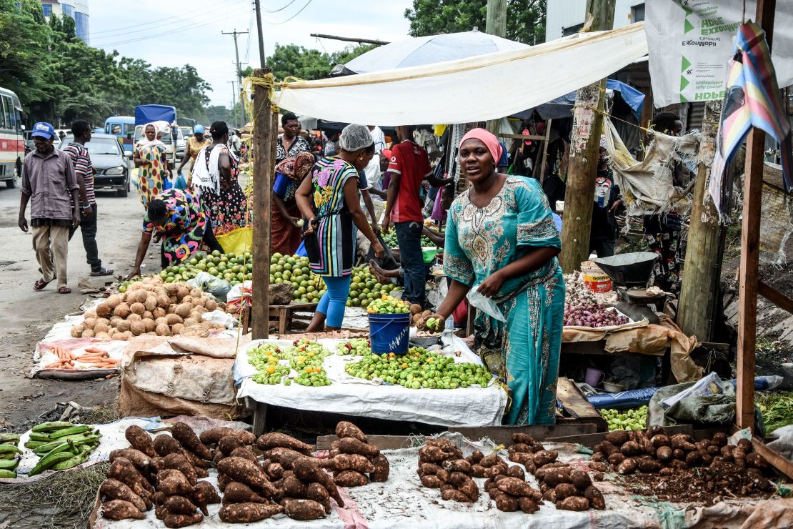 A vendor sells green peppers in Dar es Salaam, Tanzania, in April. According to the World Bank, poverty decreased more in Tanzania than any other country between 2000 and 2015.
