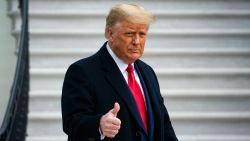 WASHINGTON, DC - DECEMBER 12: U.S. President Donald Trump gives a thumbs up as he departs on the South Lawn of the White House, on December 12, 2020 in Washington, DC. Trump is traveling to the Army versus Navy Football Game at the United States Military Academy in West Point, NY. (Photo by Al Drago/Getty Images)