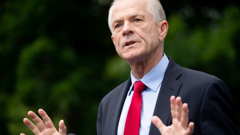 Peter Navarro speaks to the press outside of the White House in June 2020.