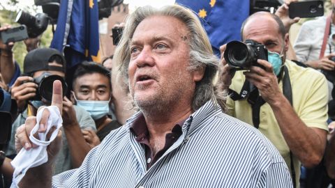 Former White House chief strategist Steve Bannon exits the Manhattan Federal Court on August 20, 2020 in the Manhattan borough of New York City.