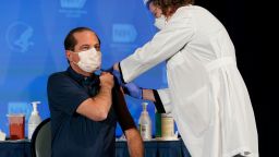 U.S. Secretary of Health and Human Services Alex Azar receives his first dose of the COVID-19 vaccine at the National Institutes of Health on December 22, 2020 in Bethesda, Maryland. 