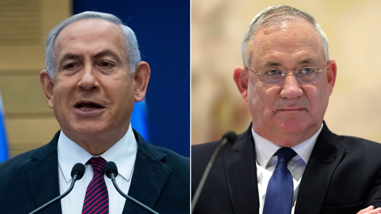 Prime Minister Benjamin Netanyahu (left) and his coalition partner, Blue and White leader Benny Gantz (right), sought to blame one another for the collapse of their seven-month-old government. 