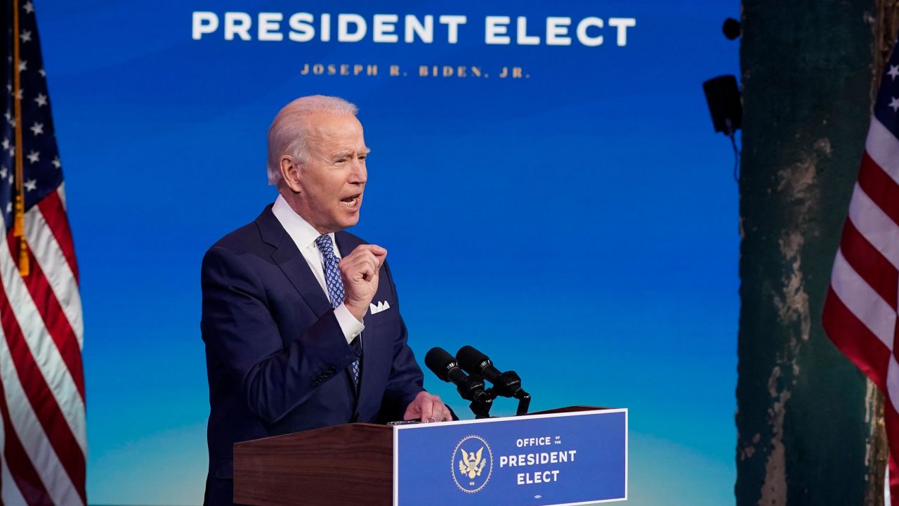 President-elect Joe Biden speaks at The Queen Theater in Wilmington, Del., Tuesday, Dec 22, 2020.