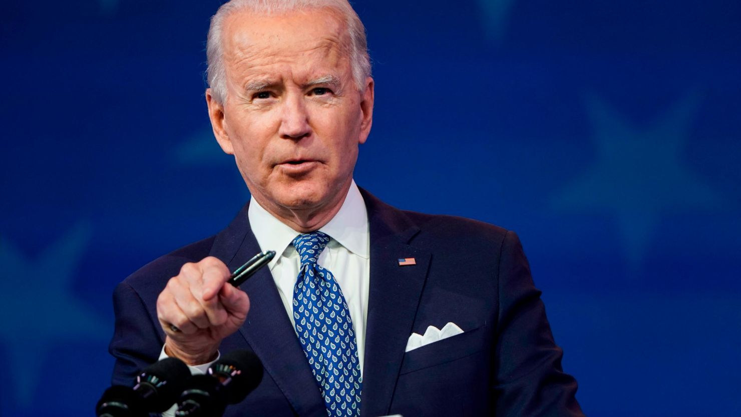 President-elect Joe Biden speaks at the Queen theater on Tuesday, December 22, in Wilmington, Delaware.