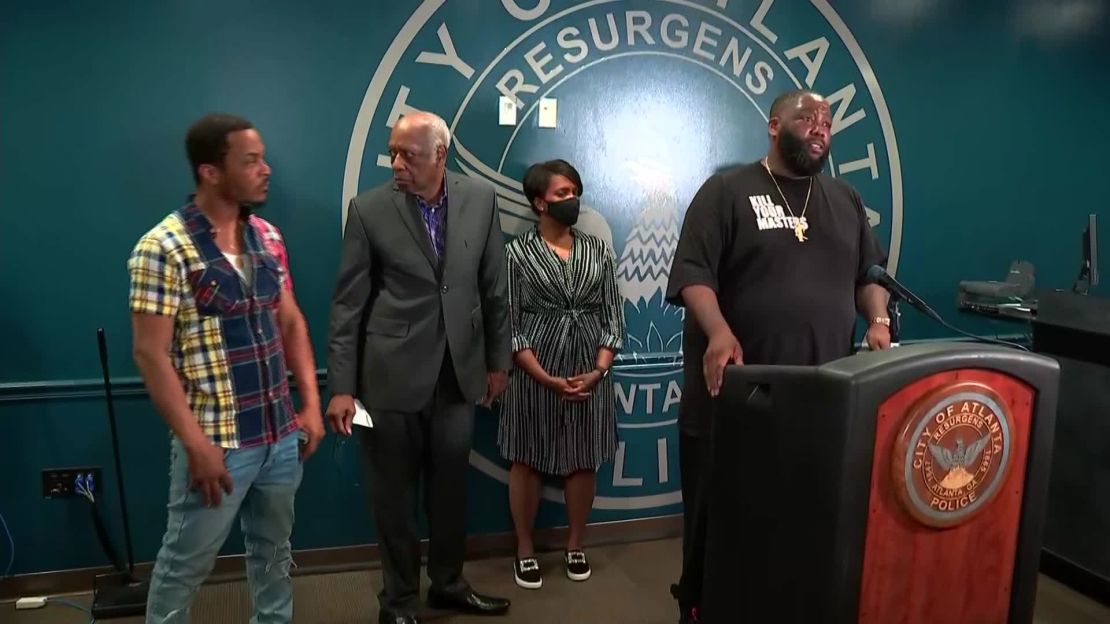 Killer Mike, right, and T.I., left, appear with Mayor Keisha Lance Bottoms during the George Floyd protests. 