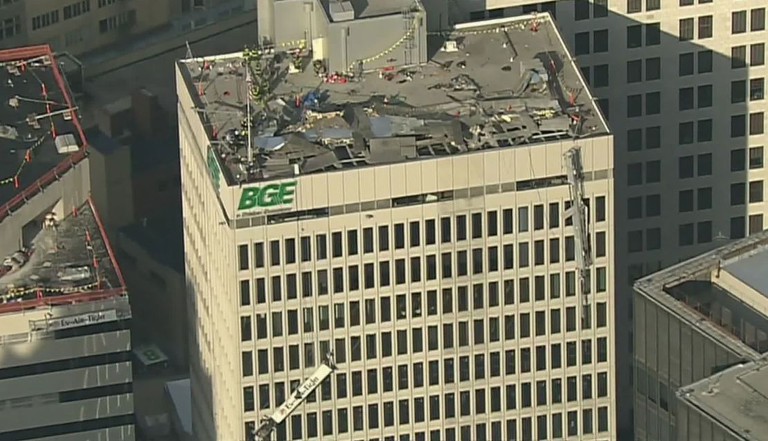 The scene of the building explosion Wednesday in Baltimore.