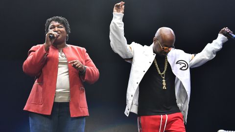 Then-gubernatorial contender Stacey Abrams appears with Dupri at 2018 concert in Atlanta. 