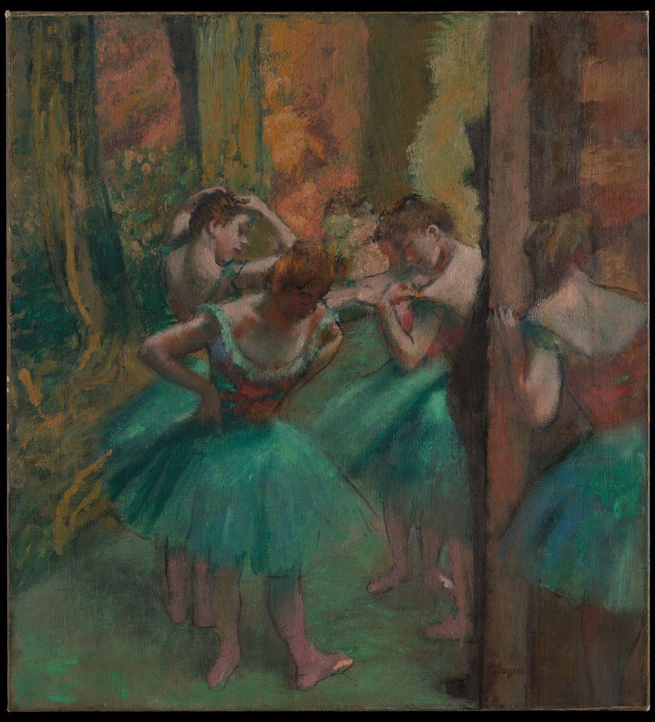 Degas favored scenes of ballet dancers, laundresses, milliners and other members from the lower echelons of Parisian society.