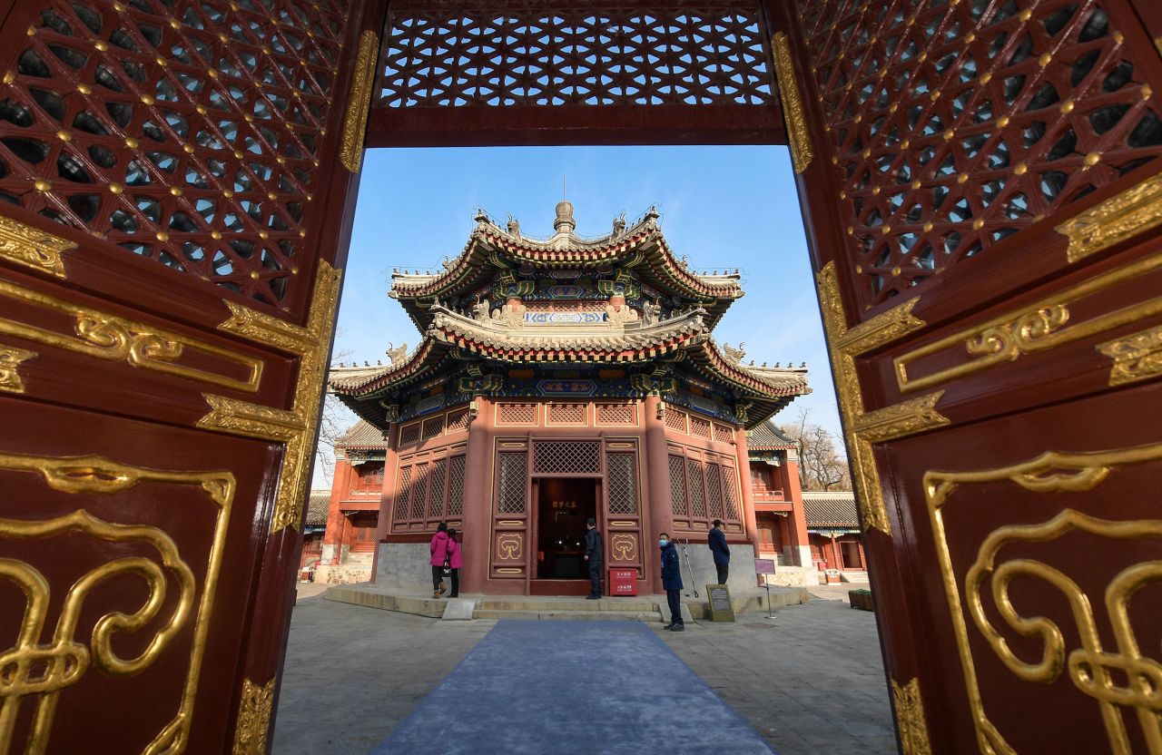 The Zhengjue Temple, one of the few parts of the Old Summer Palace to have undergone restoration. 