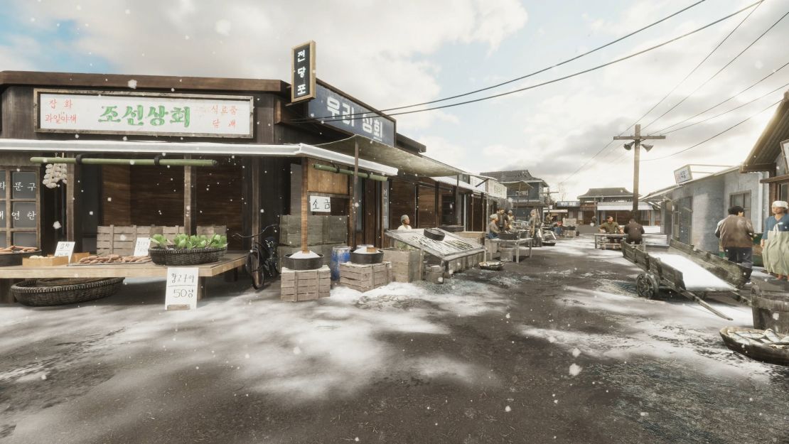 A virtual reality recreation of the market in Pyongyang, North Korea, where Hyun Mi spent her childhood. 