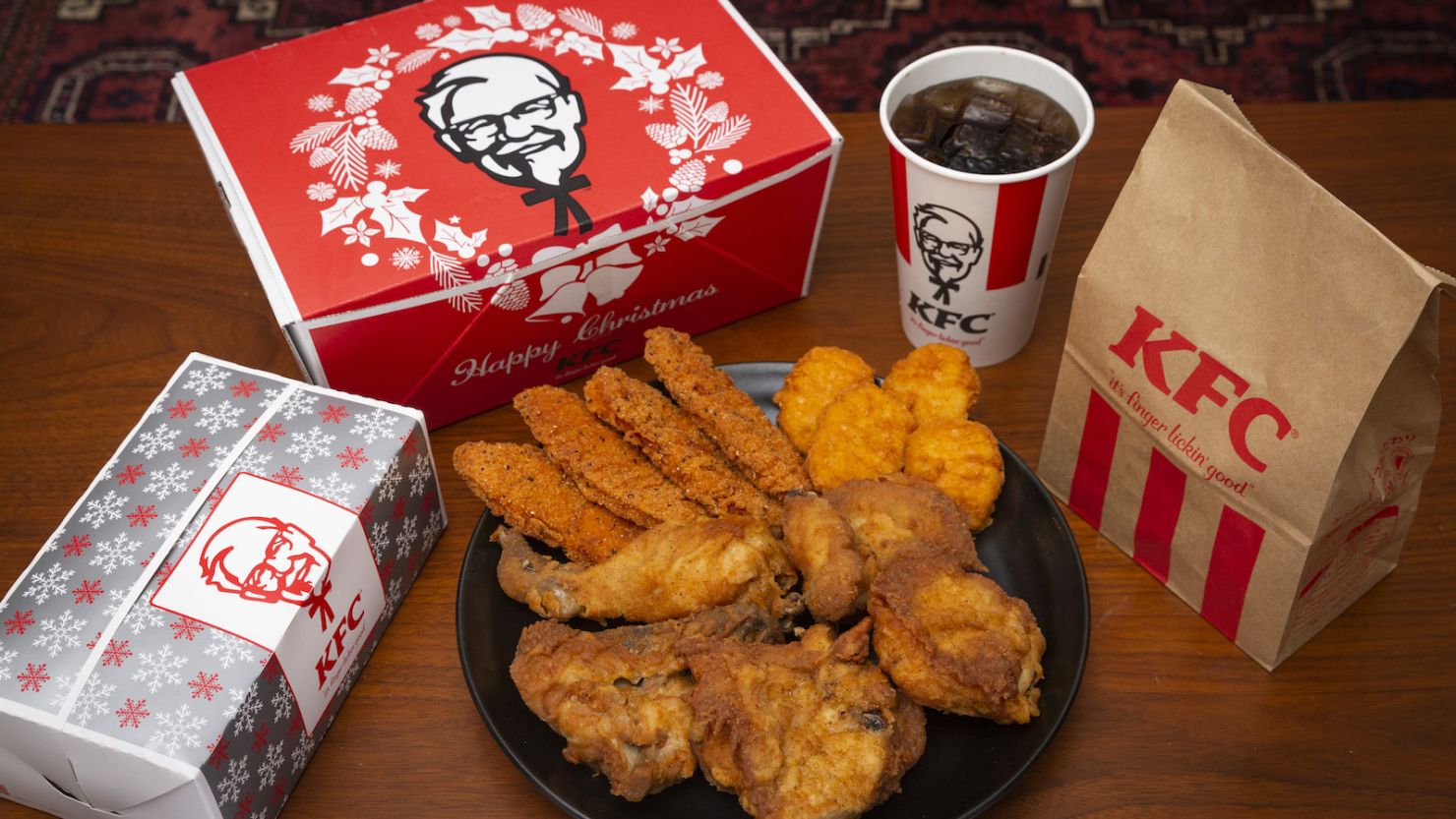 KFC Christmas meal boxes are pictured on December 23, 2020 in Tokyo, Japan. KFC at Christmas has become something of a tradition in Japan. 