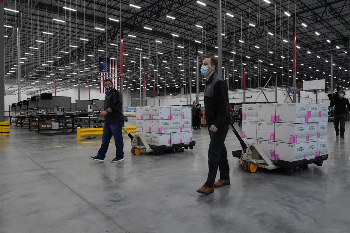 Boxes containing the <a href="https://www.cnn.com/2020/12/17/health/moderna-vaccine-what-we-know/index.html" target="_blank">Moderna Covid-19 vaccine</a> are prepared for shipping the McKesson distribution center in Olive Branch, Mississippi. The US Food and Drug Administration has granted emergency use authorization to Moderna for its vaccine, and the US Centers for Disease Control and Prevention has recommended the vaccine for people ages 18 and older.