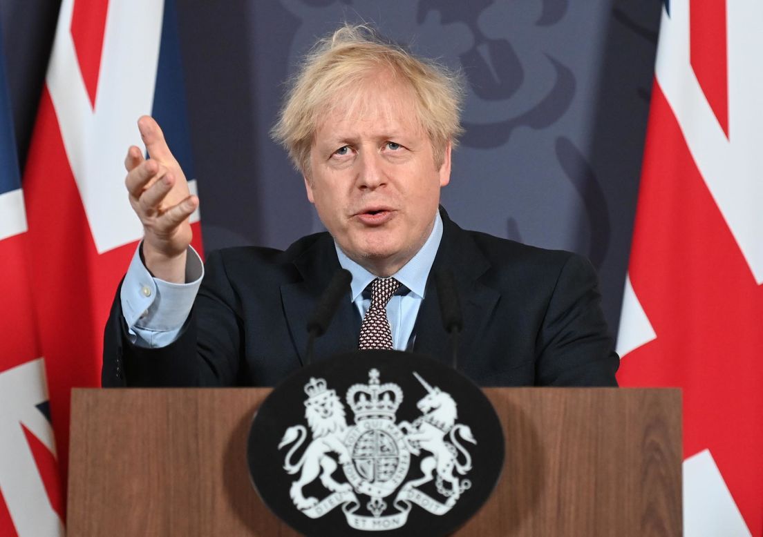 British Prime Minister Boris Johnson speaks during a media briefing in Downing Street in London on Thursday, December 24. A long-awaited <a href="https://www.cnn.com/2020/12/24/europe/brexit-deal-uk-eu-gbr-intl/index.html" target="_blank">post-Brexit trade deal</a> between the UK and the European Union has been reached, just days ahead of the end of the transition period on December 31. 