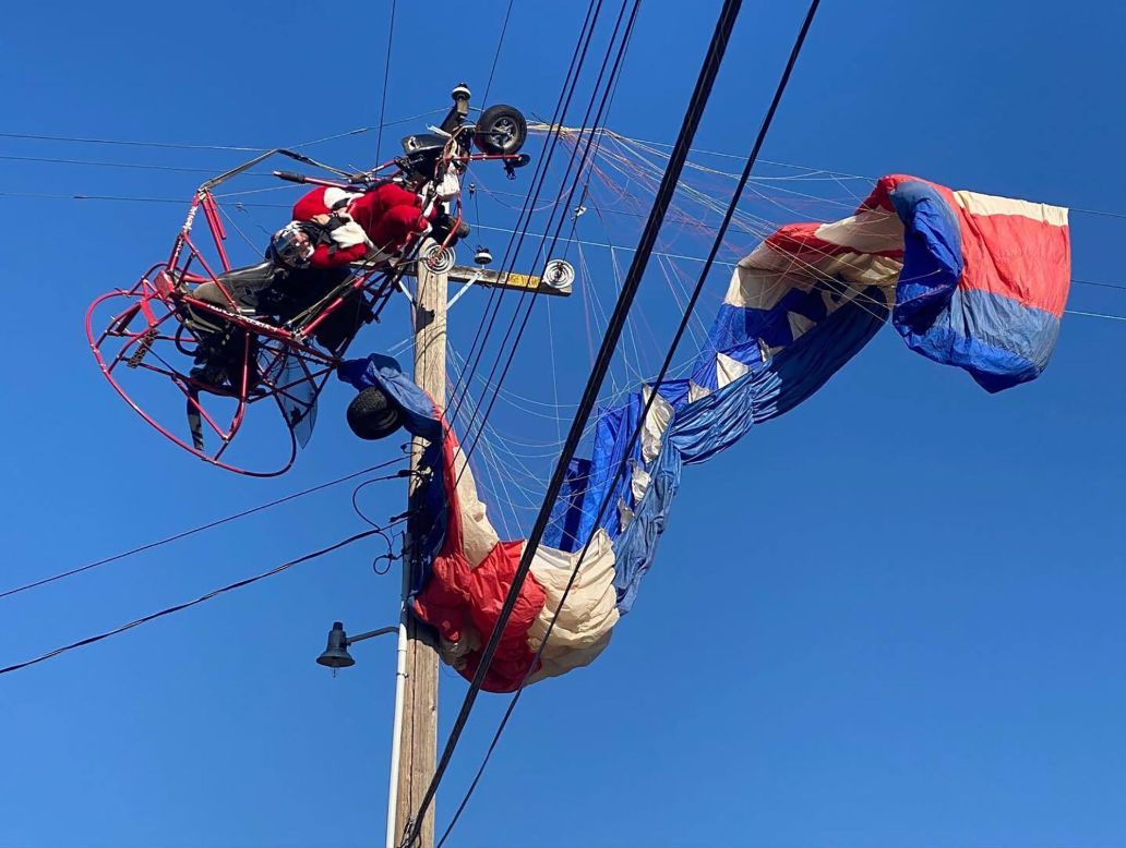 A Santa Claus impersonator in a hang glider-like aircraft is <a href="https://www.cnn.com/2020/12/21/us/santa-stuck-in-power-lines-trnd/index.html" target="_blank">caught in some power lines</a> in Rio Linda, California, on Sunday, December 20. The impersonator was safely rescued by the Sacramento Fire Department.