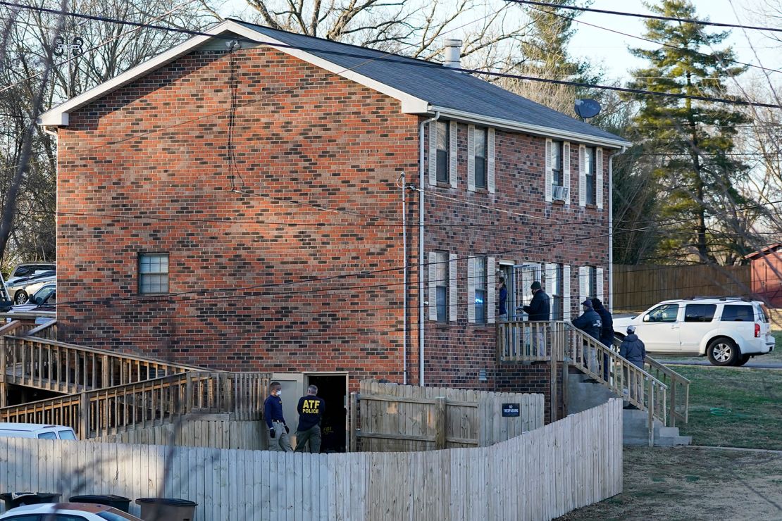 FBI and ATF agents search a home in Antioch, Tennessee, on Saturday, December 26.