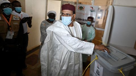 President-elect Mohamed Bazoum casts his ballot at a polling station in Niamey on December 27, 2020 during Niger's presidential and legislative elections.