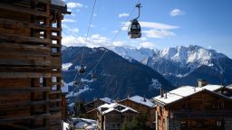 A picture taken on December 22, 2020, shows a gondola lift in the Swiss Alpine resort of Verbier, well known by british ski holiday makers, amid the Covid-19 (novel coronavirus) pandemic. - Hundreds of British tourists forced into quarantine in the Swiss ski resort of Verbier fled in the night rather than seeing their holidays go downhill, the local municipality said on December 27, 2020. Around 200 of the 420 or so affected British tourists in the luxury Alpine ski station quit under the cover of darkness, the SonntagsZeitung newspaper reported. (Photo by Fabrice COFFRINI / AFP) (Photo by FABRICE COFFRINI/AFP via Getty Images)