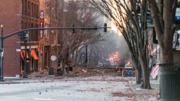 The scene on Second Avenue North shortly after an explosion struck the area on Friday, Dec. 25, 2020 in Nashville, Tenn.