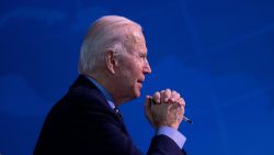 US President-elect Joe Biden speaks during a foreign policy and national security virtual meeting at the Queen Theater December 28, 2020, in Wilmington, Delaware.