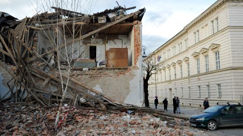 A building destroyed in the earthquake in Petrinja.