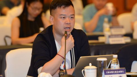 CHENGDU, CHINA - MAY 25: Lin Qi, Chairman and CEO of Yoozoo Games Co., Ltd, speaks during a meeting on May 25, 2018 in Chengdu, Sichuan Province of China. (Photo by Zhang Zhi/Red Star News/VCG via Getty Images)