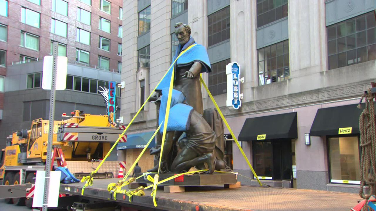 The "Emancipation Group" statue was removed after being on display for more than 140 years in Boston.