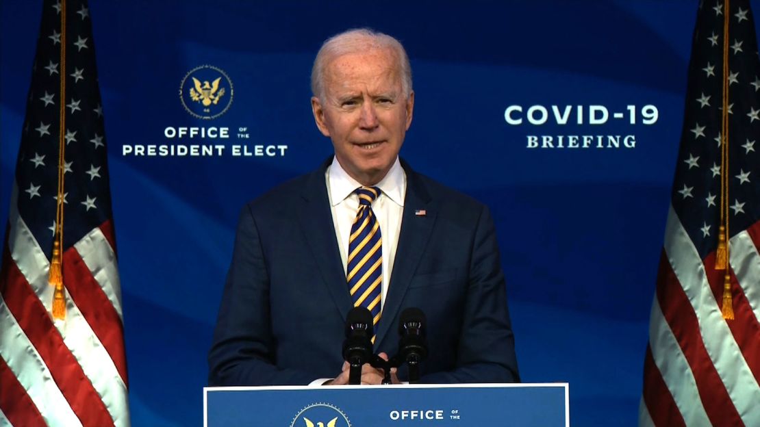 President-elect Joe Biden speaks at the Queen Theater on December 29 in Wilmington, Delaware.