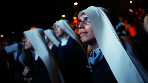 Nuns demonstrate against the decriminalization of abortion as lawmakers debate its legalization, outside Congress in Buenos Aires on Tuesday.