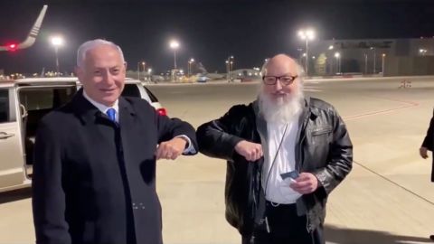 Israeli Prime MInister Benjamin Netanyahu (left) greets Pollard in Tel Aviv.