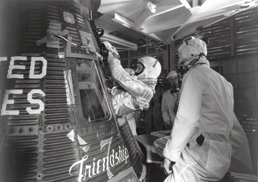 <strong>1962:</strong> In the fine art of one-upmanship, on February 20, the US sent John Glenn into orbit in the Mercury Atlas 6 rocket named Friendship 7. The spacecraft orbited Earth three times, reaching speeds of <a href="https://nssdc.gsfc.nasa.gov/nmc/spacecraft/display.action?id=1962-003A" target="_blank" target="_blank">28,000 kilometers</a> per hour (17,000 miles per hour) and an altitude of 260 kilometers (161 miles). Four hours and 55 minutes later, it landed with a splash in the Atlantic Ocean. Glenn and his capsule were recovered by a US Navy ship 21 minutes later.<br />