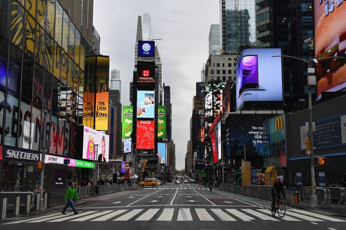 A view of Time Square ahead of New Year's Eve events on December 28, 2020 in New York City. (Photo by Angela Weiss / AFP) (Photo by ANGELA WEISS/AFP via Getty Images)