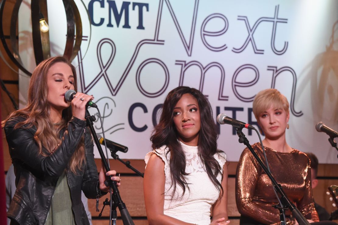 Singer-songwriters Tara Thompson, Mickey Guyton and Maggie Rose perform during CMT's "Next Women of Country" event on November 1, 2016 in Nashville. 