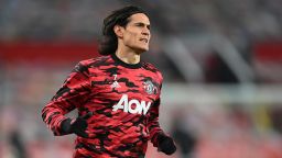 MANCHESTER, ENGLAND - DECEMBER 29: Edinson Cavani of Manchester United warms up prior to the Premier League match between Manchester United and Wolverhampton Wanderers at Old Trafford on December 29, 2020 in Manchester, England. The match will be played without fans, behind closed doors as a Covid-19 precaution. (Photo by Michael Regan/Getty Images)