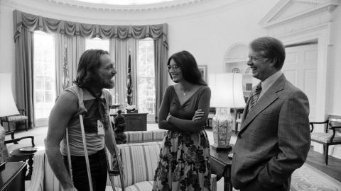 Carter's friendship with Willie Nelson one that has endured through several decades. Nelson and singer Emmylou Harris visited Carter in the Oval Office in 1977.