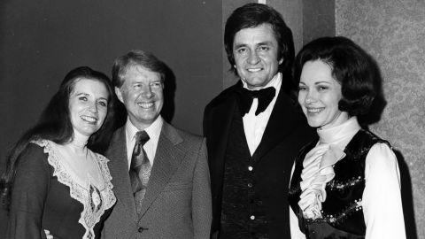 Jimmy Carter said of friend Johnny Cash: "I was glad when he brought June Cash (left) down here to meet me. We always claimed that she was my cousin."