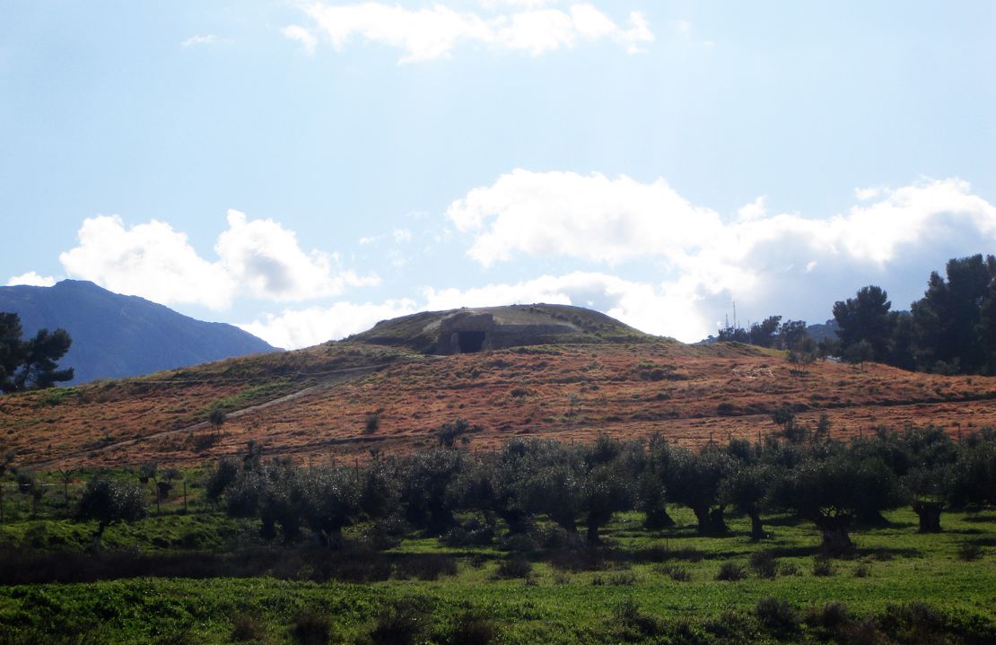 The Menga Dolmen sits atop a hill near Antequera, Spain.