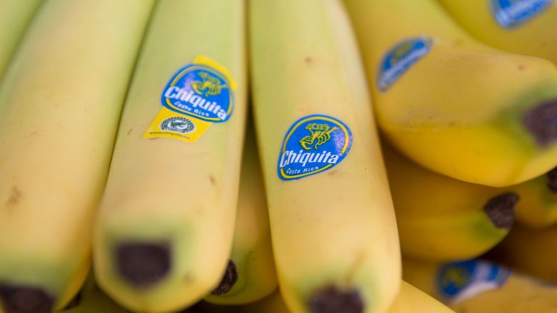 In this 2014 file photo, bananas bearing Chiquita stickers are displayed for sale in a store in London, England.