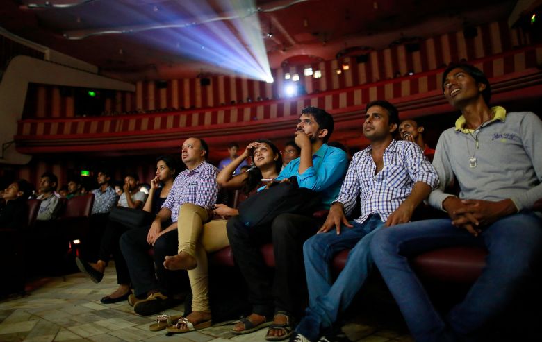 The interior of the Maratha Mandir movie theater in December 2014.