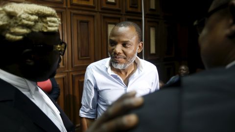 Indigenous People of Biafra (IPOB) leader Nnamdi Kanu is seen at the Federal high court Abuja, Nigeria on January 20, 2016.