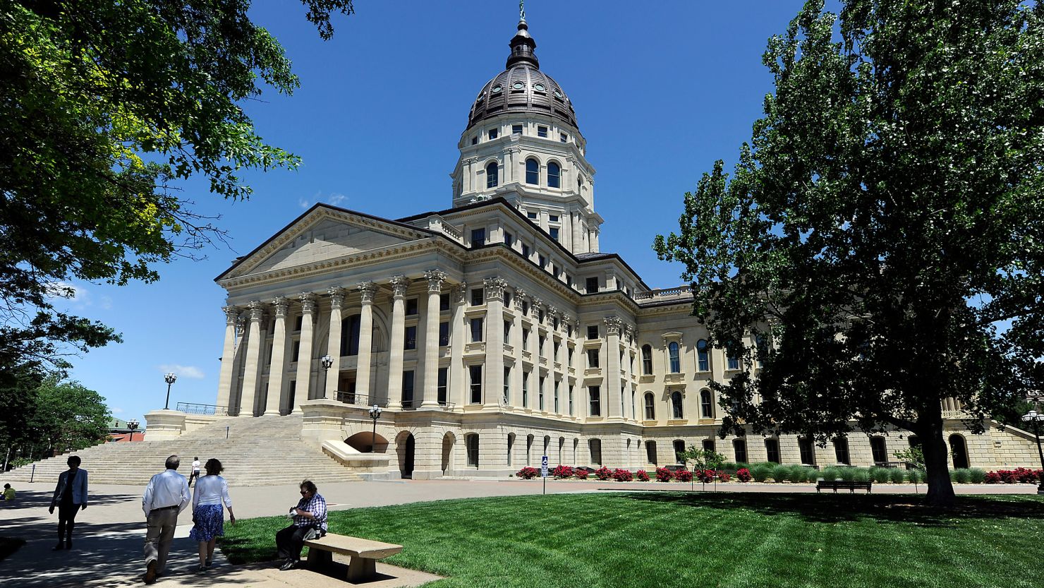 The Kansas State Capitol building is seen in Topeka, Kansas.