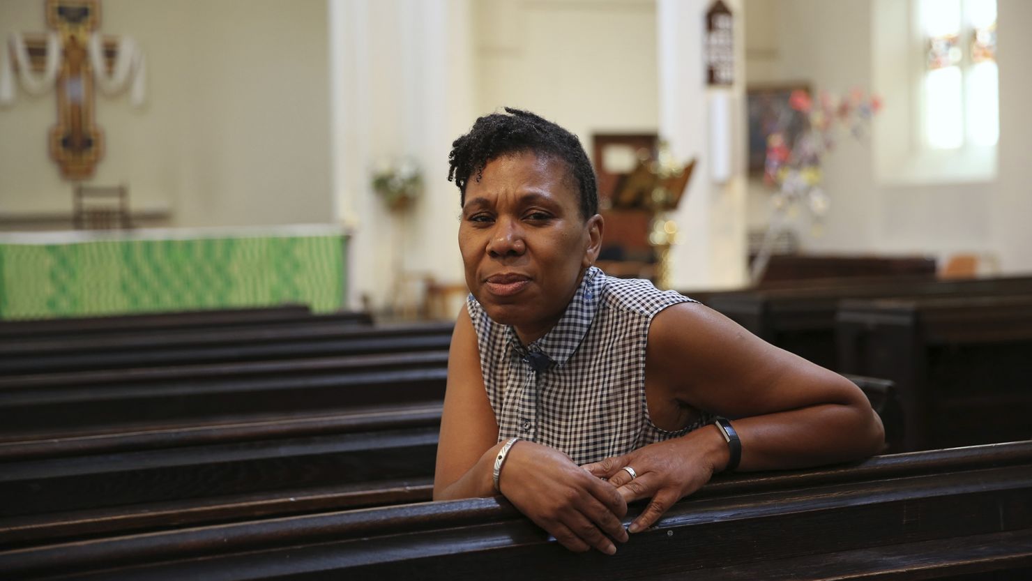 Rosemarie Mallett pictured in 2016 as vicar of a church in London's Brixton district. She is now Bishop of Croydon, overseeing several suburbs on the outskirts of the UK capital.